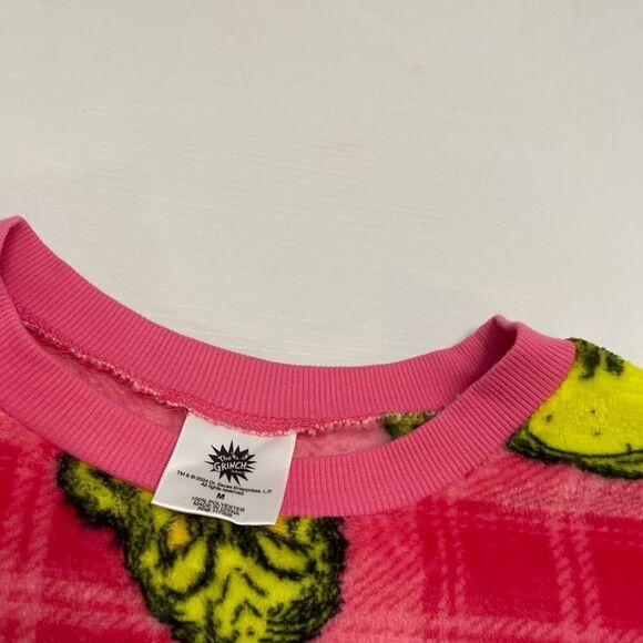 The Grinch Fleece Pink Green Velour Sweater Pullover Size Medium New - Picture 2 of 8